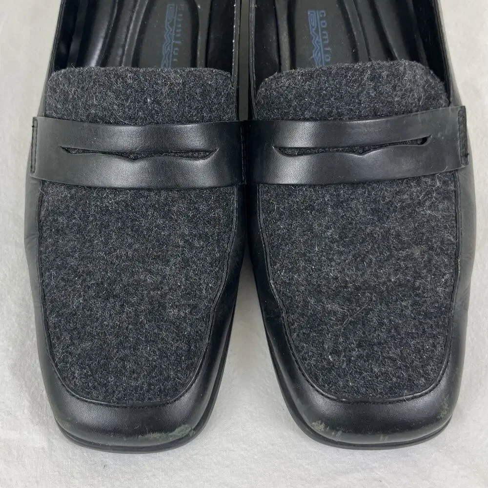 Rockport Leather Square Toe Loafer Womens 8.5 Black